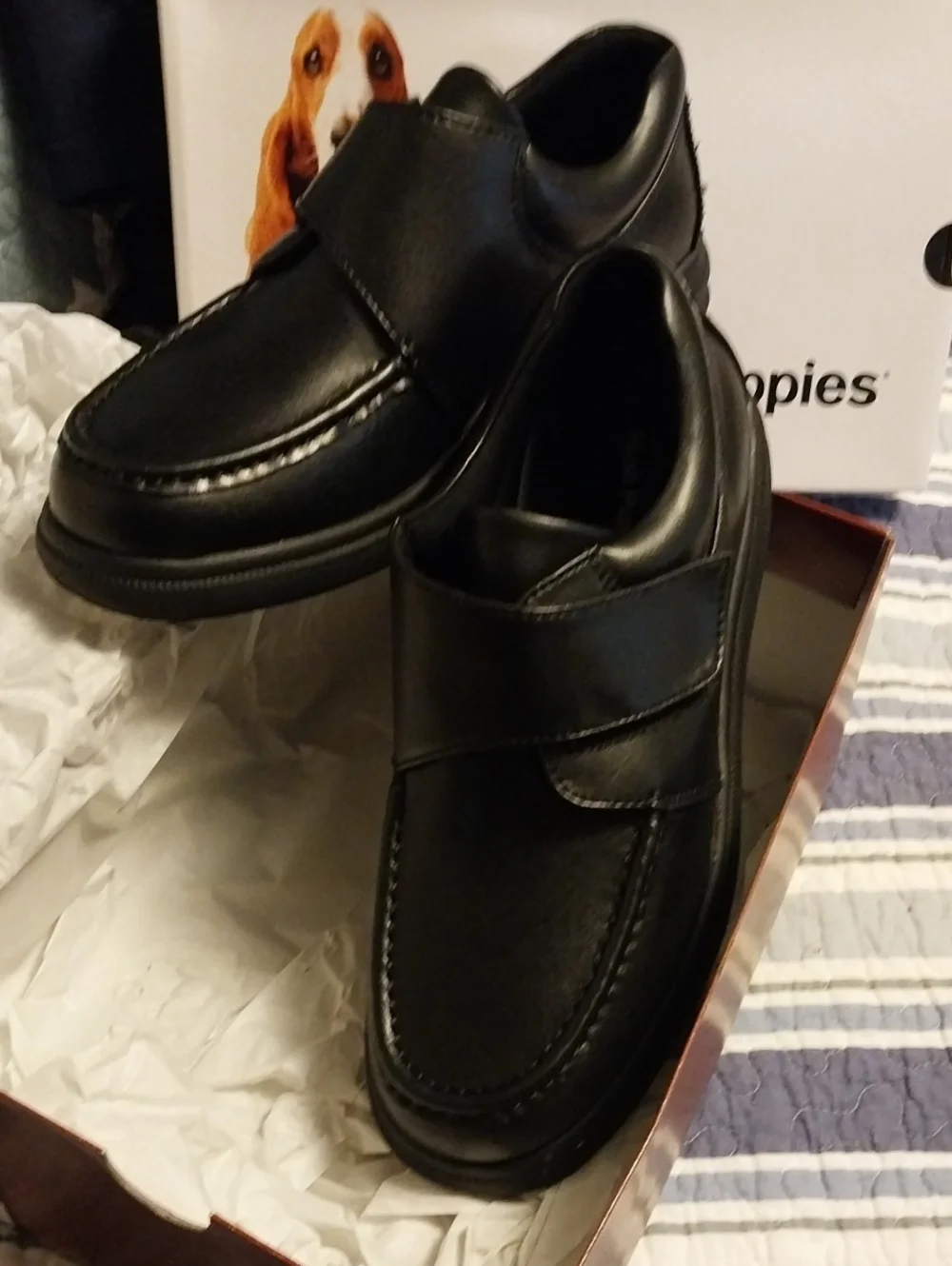 Hush Puppies Black Leather Slip-On Comfort Shoes New With Tags